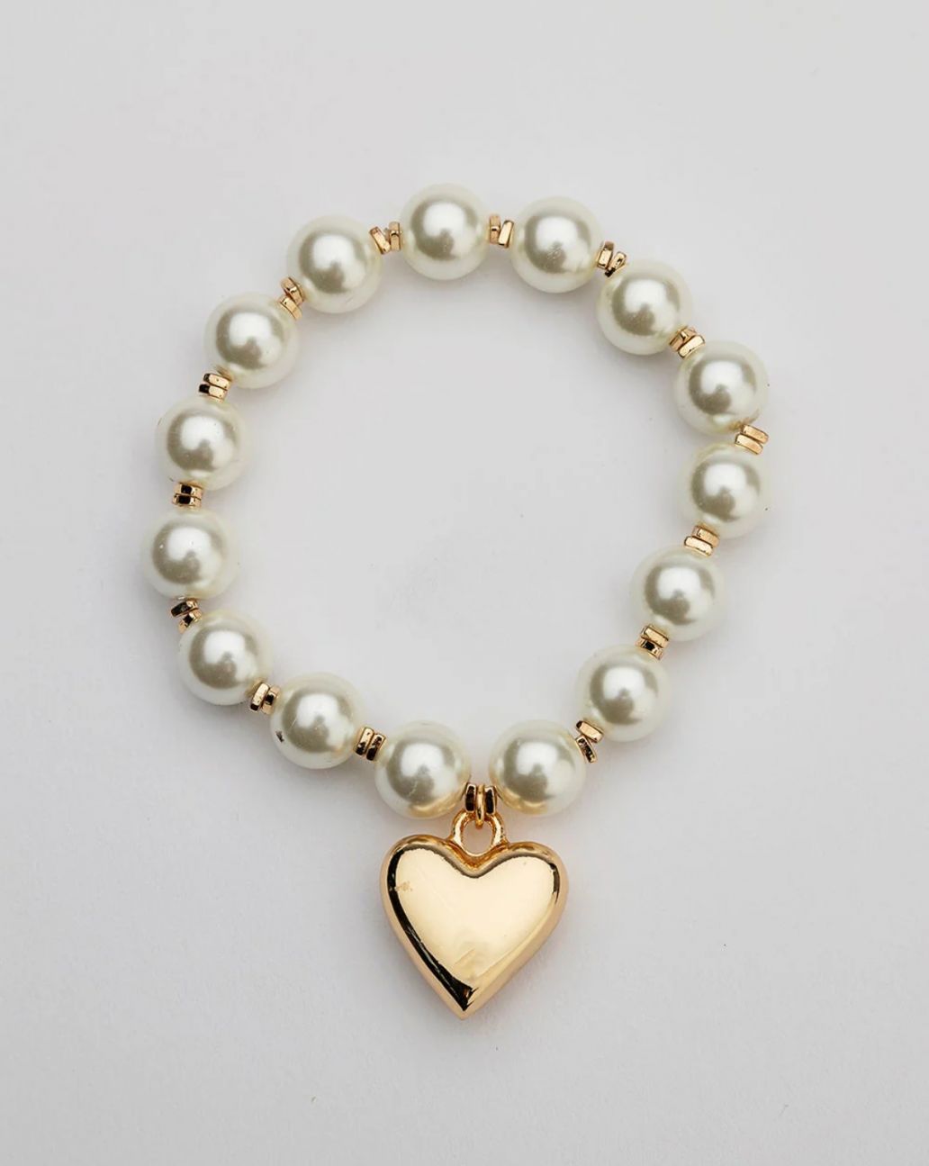 Bow19details Pearl Bracelet Gold Heart-O.S